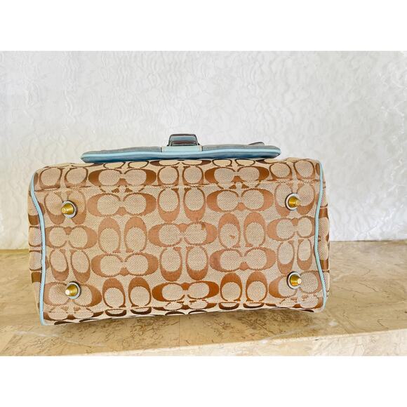 COACH 7064 brown and blue Boston satchel bag - Picture 5 of 14